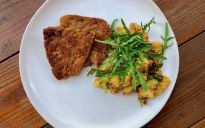 Sojaschnitzel mit Kartoffelsalat